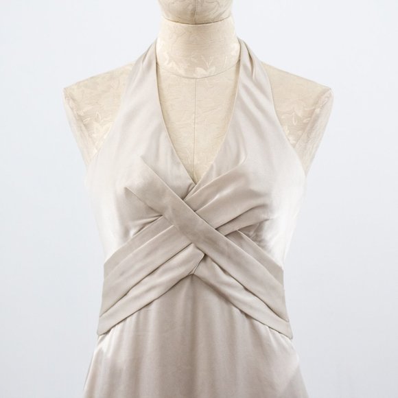 BCBGMaxAzria 4 Satin Bandage Formal Gown Champagne - Picture 3 of 9